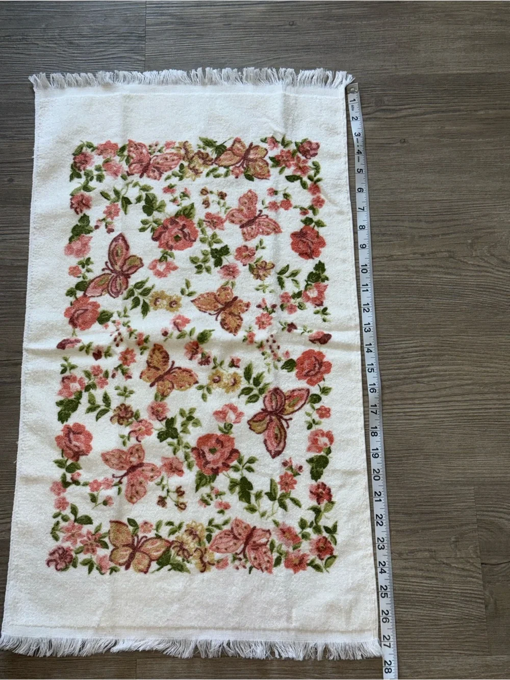 Vintage Canon Monticello Fringe Butterfly & Floral Hand Towel